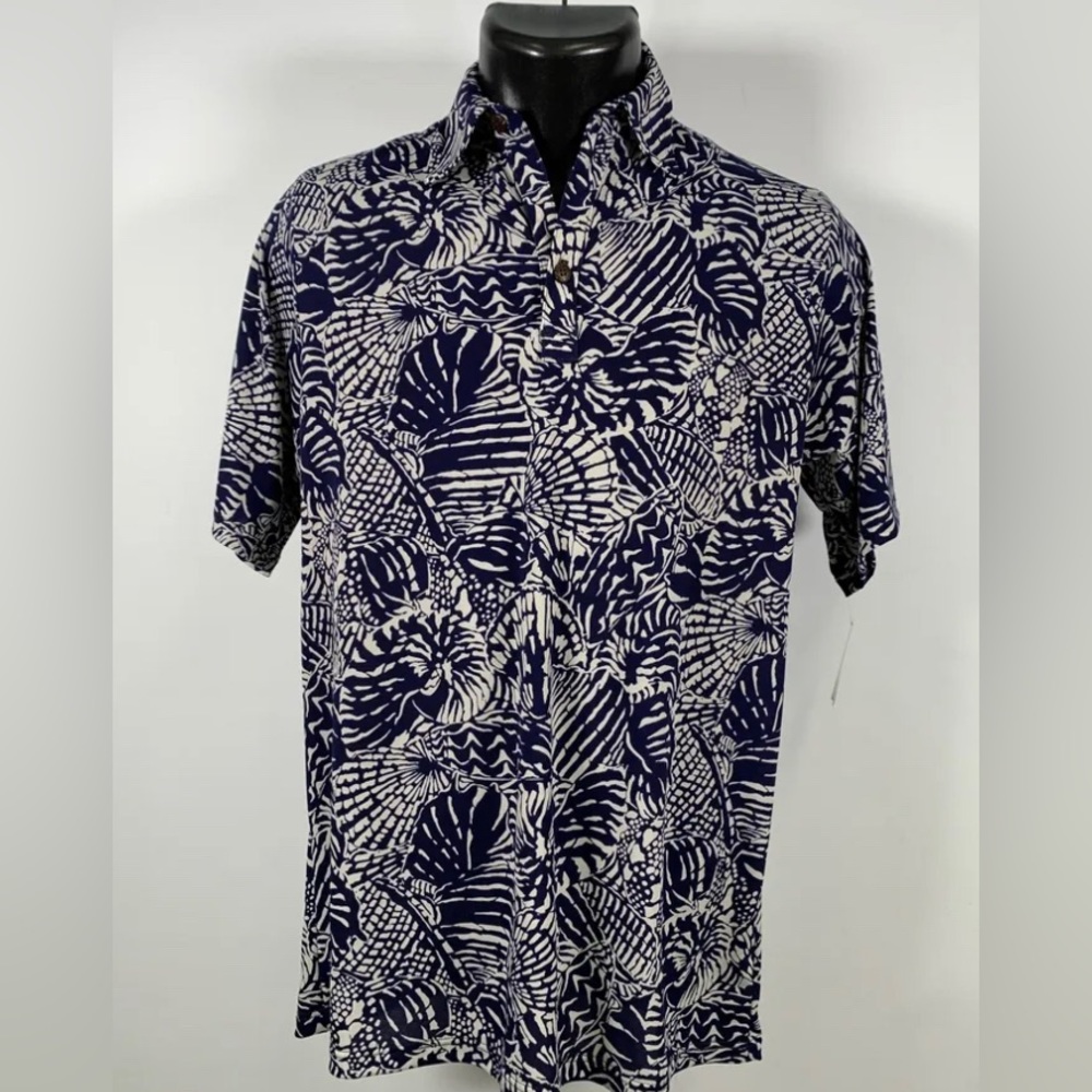 Iolani Men's XS Aloha Shirt Dark Blue NWT